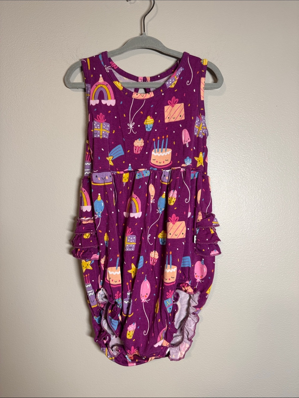 Little Sleepies Play Romper Birthday Print